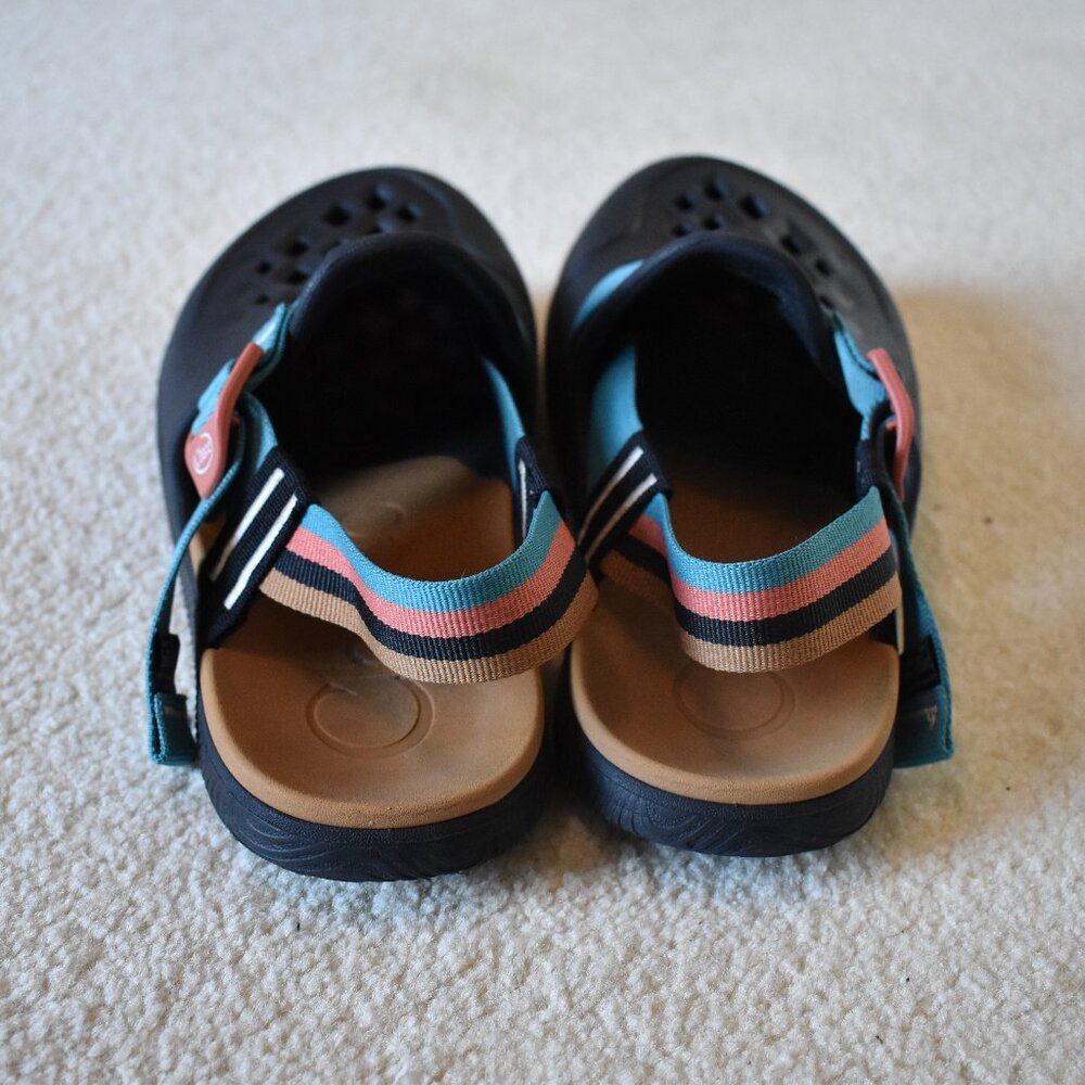 Chaco Chillos Clog Slide Sandals Closed Toe Waterproof Size 9 Mens Black & Teal - Picture 2 of 5